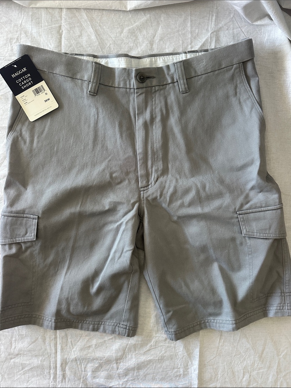 Haggar Men's Light Gray Cotton Cargo Shorts